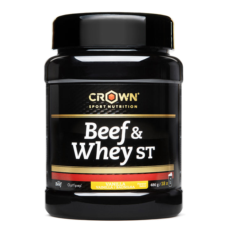Beef & Whey ST (Vanilla flavor) - 486 g Tin (18 servings) – main product image